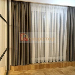 Серые бархатные шторы в кабинете 2021 -портфолио  Декоратор штор